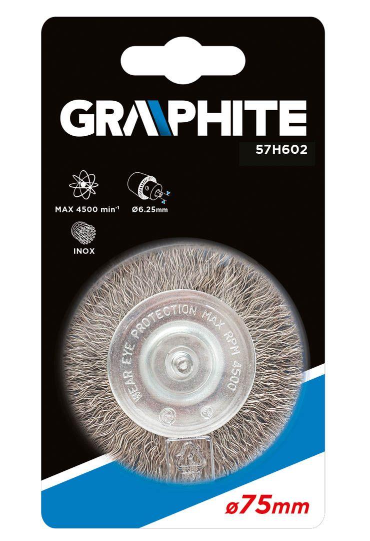 Perie disc 75mm x 6 cu ax, sarma inox ondulata 0.3mm 57H602