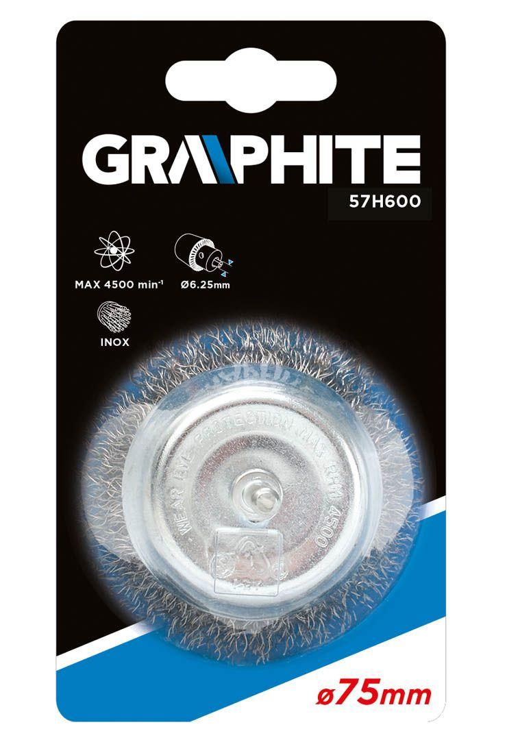 Perie cupa, sarma, cu ax, 75 mm, INOX 57H600