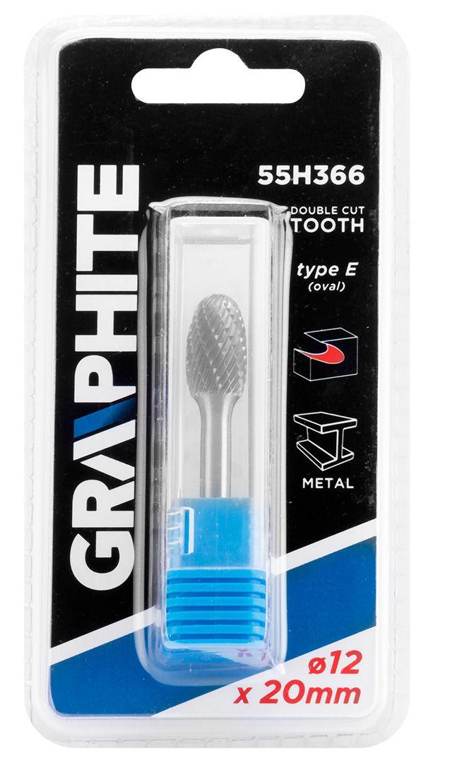 Freza rotativa din carbura HM, tip E (ovala), 12x20mm, tija 6x45mm 55H366