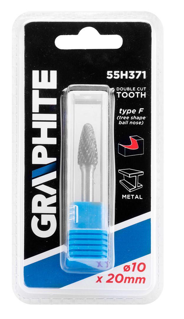 Freza rotativa din carbura HM, tip F (ovala rotunjita), 10x20mm, tija 6x45mm 55H371