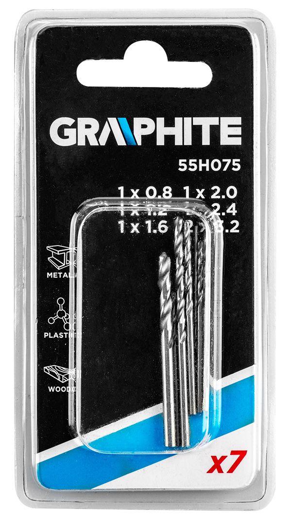 Burghie de precizie 0.8-3.2mm, set 7 buc 55H075