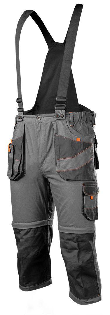 Pantaloni de lucru cu bretele, tip 6 in 1(scurt/lung/, 3/4), 100% bumbac, marime M(50) 81-321-M