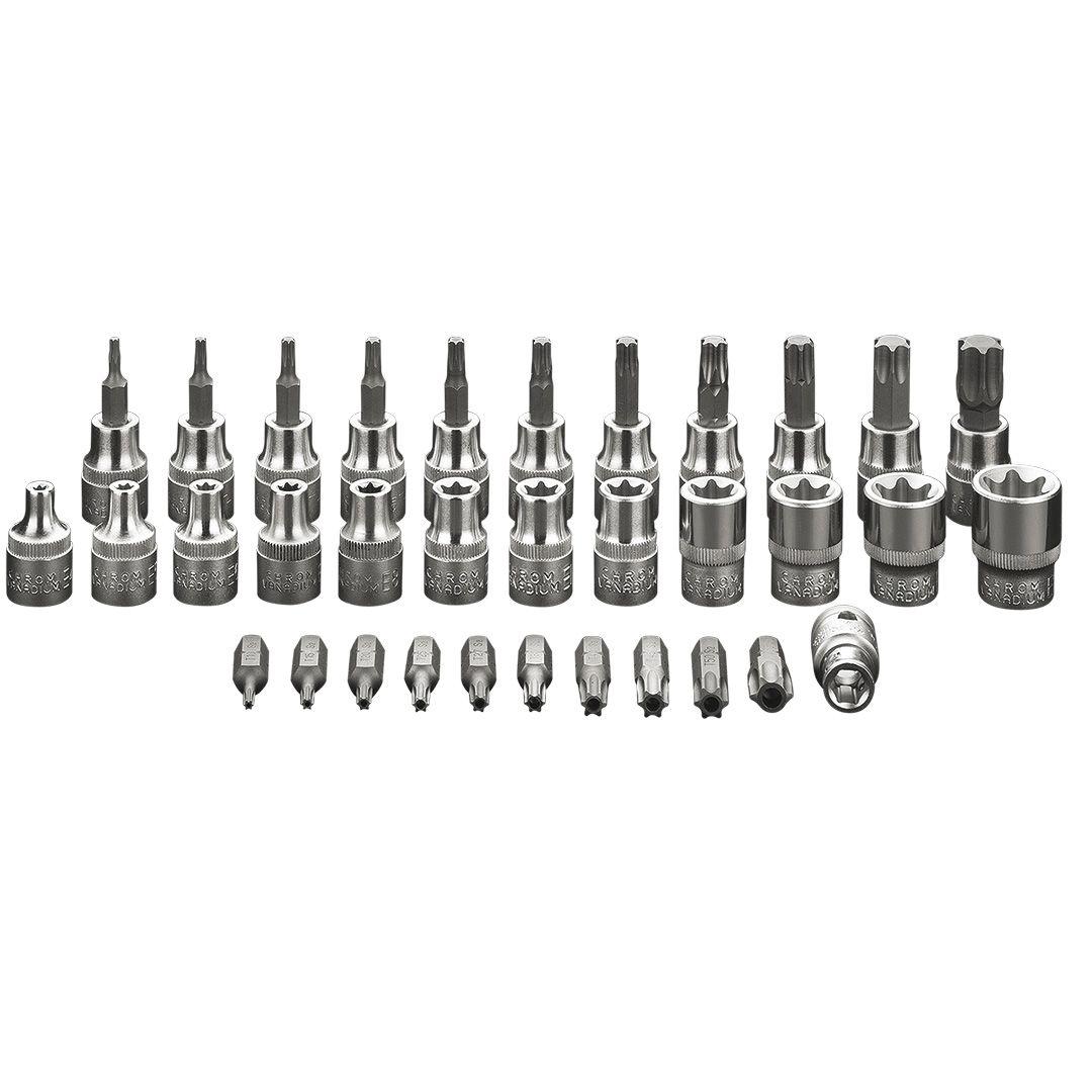 Set tubulare cu bit Torx ,3/8'', CrV, 34 piese 08-711