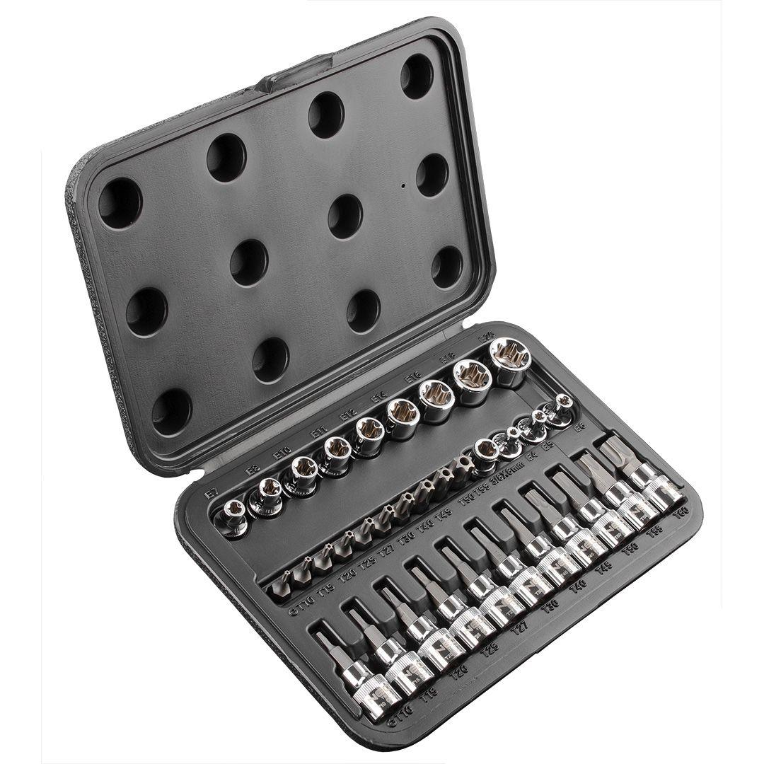 Set tubulare cu bit Torx ,3/8'', CrV, 34 piese 08-711