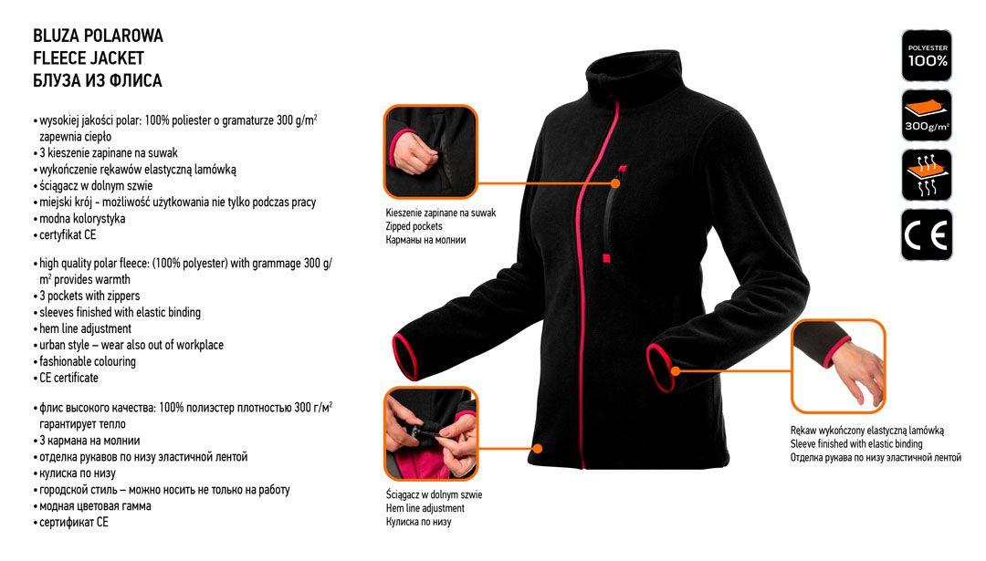 Geaca fleece pentru femei, negru, marimea L 80-500-L