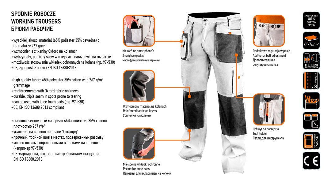 Pantaloni de lucru, alb, marimea S/48 81-120-S