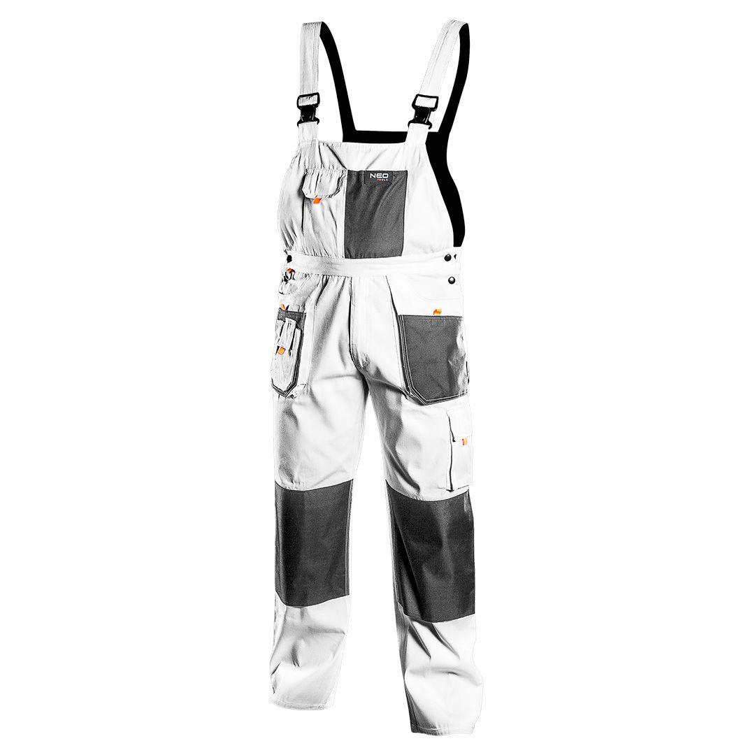 Pantaloni cu bretele, albi, marimea XL/56 81-140-XL