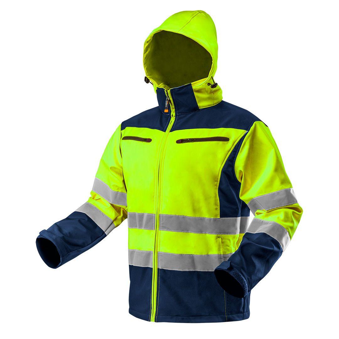 Jacheta de lucru cu vizibilitate ridicata, softshell cu gluga, galben, marimea XXXL 81-700-XXXL
