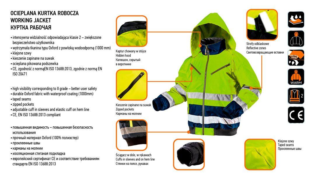 Jacheta de lucru cu vizibilitate ridicata, izolata, galbena, marimea XXL 81-710-XXL