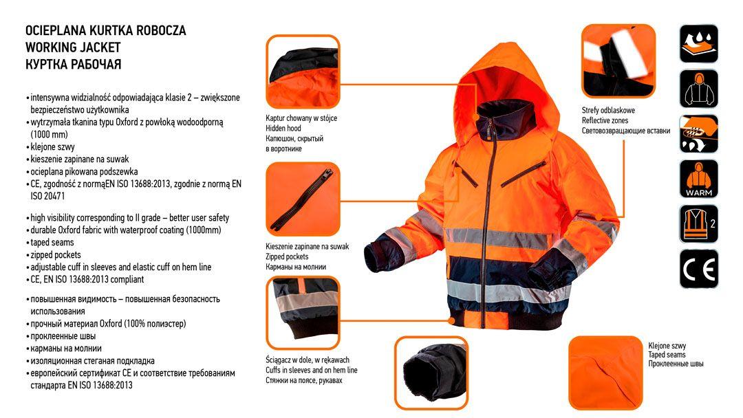 Jacheta de lucru cu vizibilitate ridicata, izolata, portocalie, marimea M 81-711-M