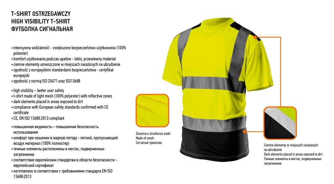 Tricou de inalta vizibilitate, partea de jos neagra, galben, marimea L 81-730-L