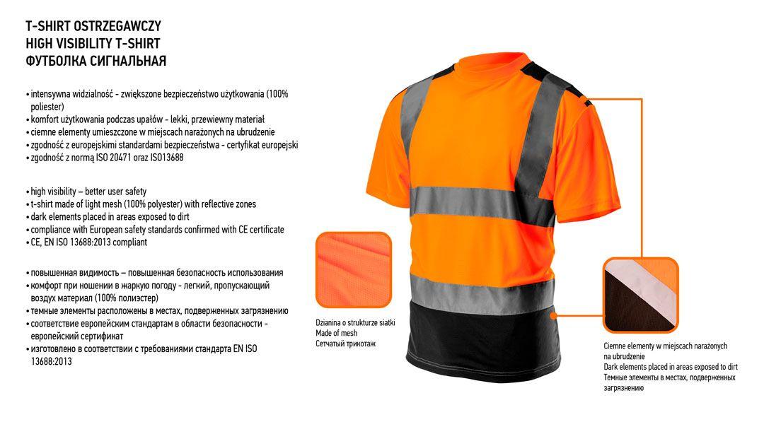 Tricou de inalta vizibilitate, partea de jos neagra, portocaliu, marimea XL 81-731-XL