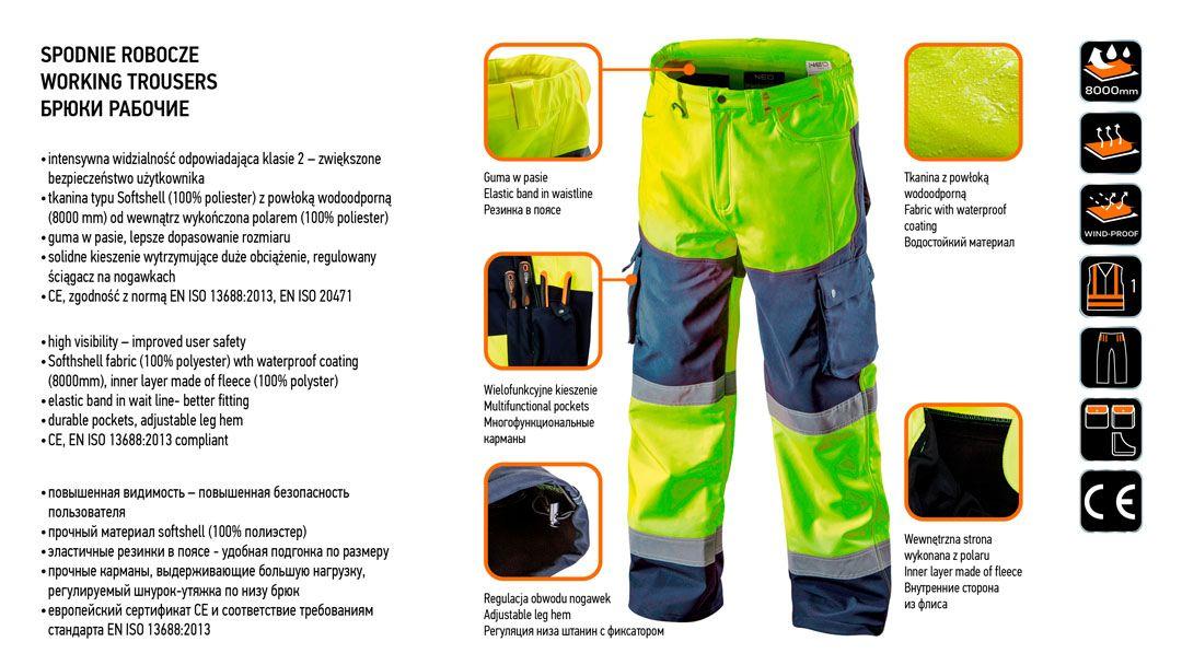 Pantaloni lucru vizibilitate marita, pentru vara, galben, S 81-750-S