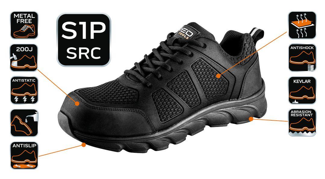 Pantofi de lucru S1P SRC, cupa de varf din material compozit, talpa intermediara din kevlar, marimea 40 82-156-40