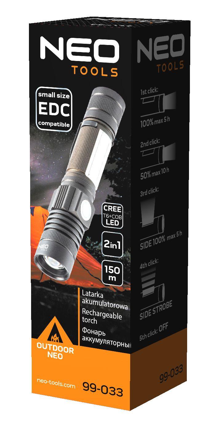 Lanterna reincarcabila prin USB, 3.7V Li-Ion, 800lm 2in1 CREE T6, LED 99-033