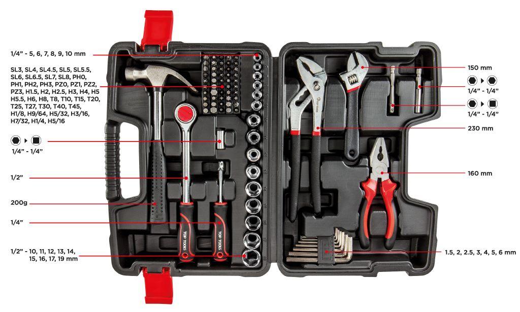 Trusa scule, 81 piese, 1/4”,1/2” 38D510