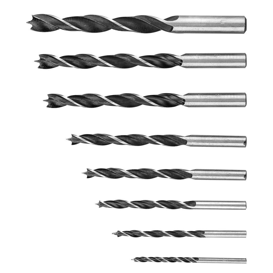 Burghie lemn, 3-10 mm, 8 buc -set 60H808