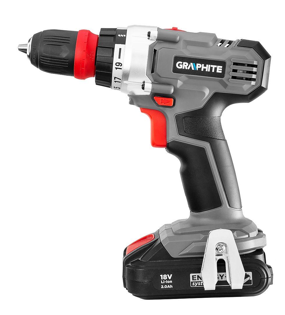 Masina de gaurit/insurubat , Energy+ 18V, Li-Ion, suport detasabil de 10 mm, plus adaptor unghiular si adaptor de colt, fara acumulator 58G022-AD
