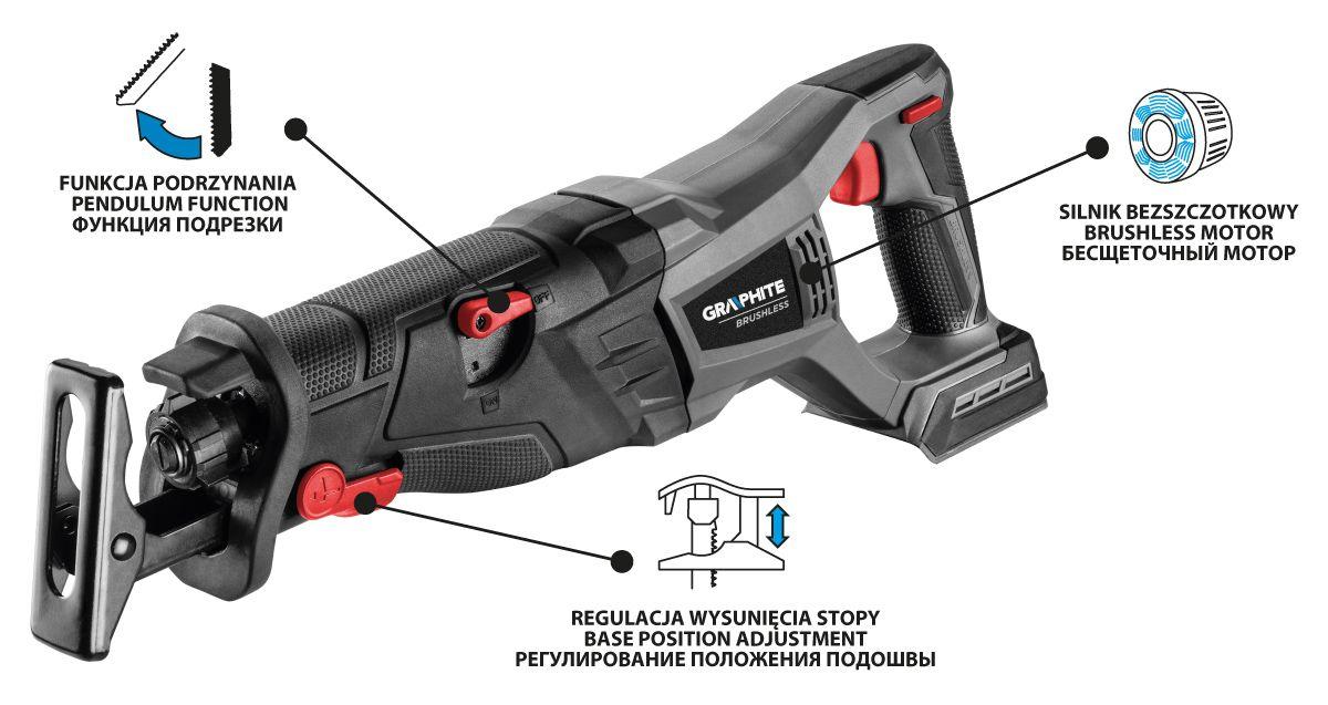 Fierastrau sabie Energy+ 18V Li-Ion, brushless (fara acumulator inclus) 58G096