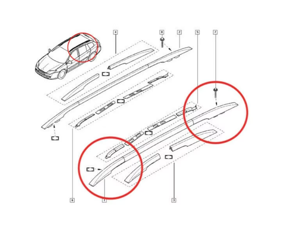 Set capace bara portbagaj partea stanga Renault Laguna 3 Grandtour 2007-2015, cod OEM 738750002R