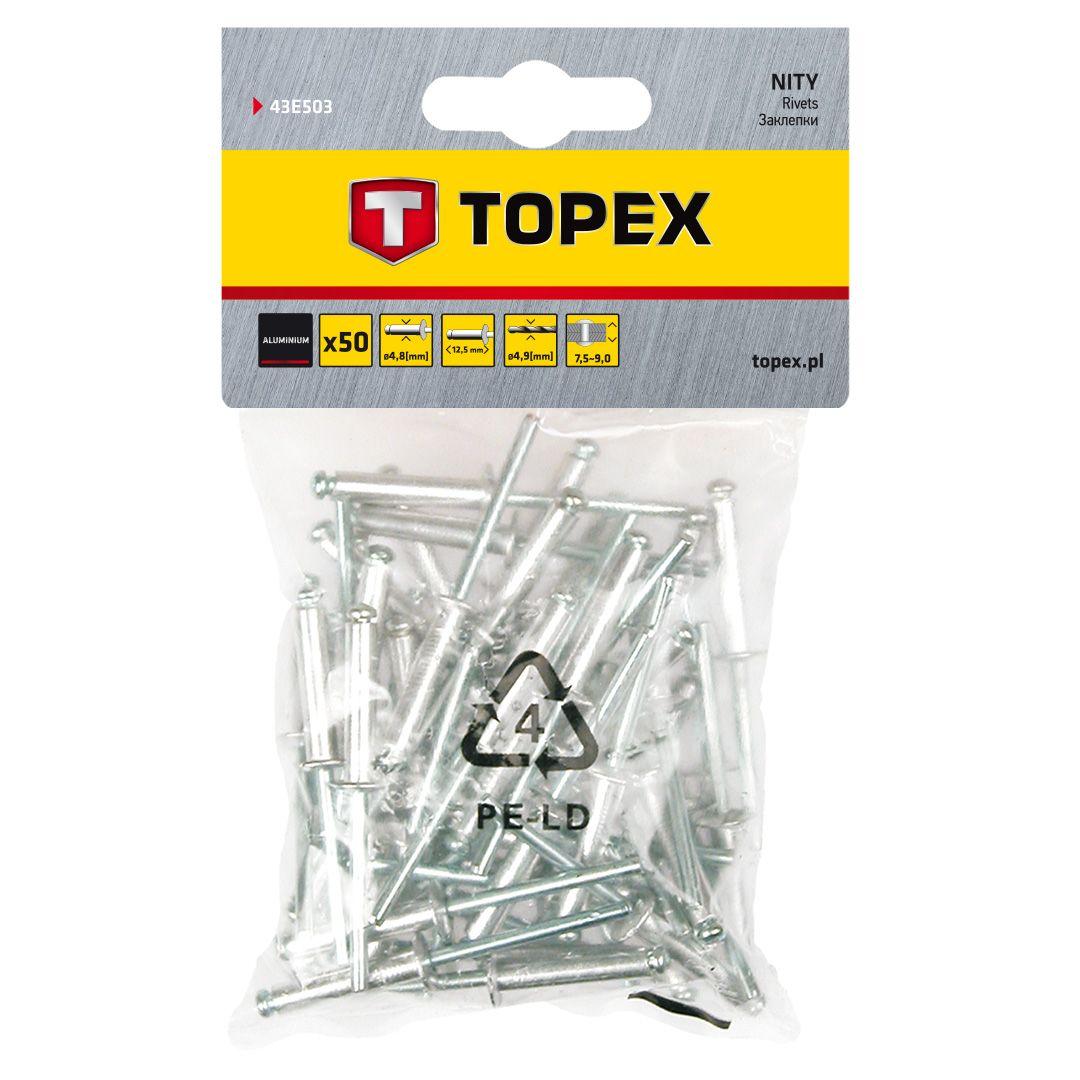 Nituri din aluminiu 4.8 mm x 12.5 mm, 50 buc -set 43E503