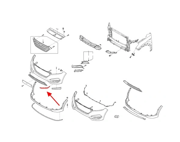 Bandou proiector partea stanga Hyundai TUCSON III (TL) 2015-2018 (versiunea pre-facelift). 86527D7010 / 86527-D7010