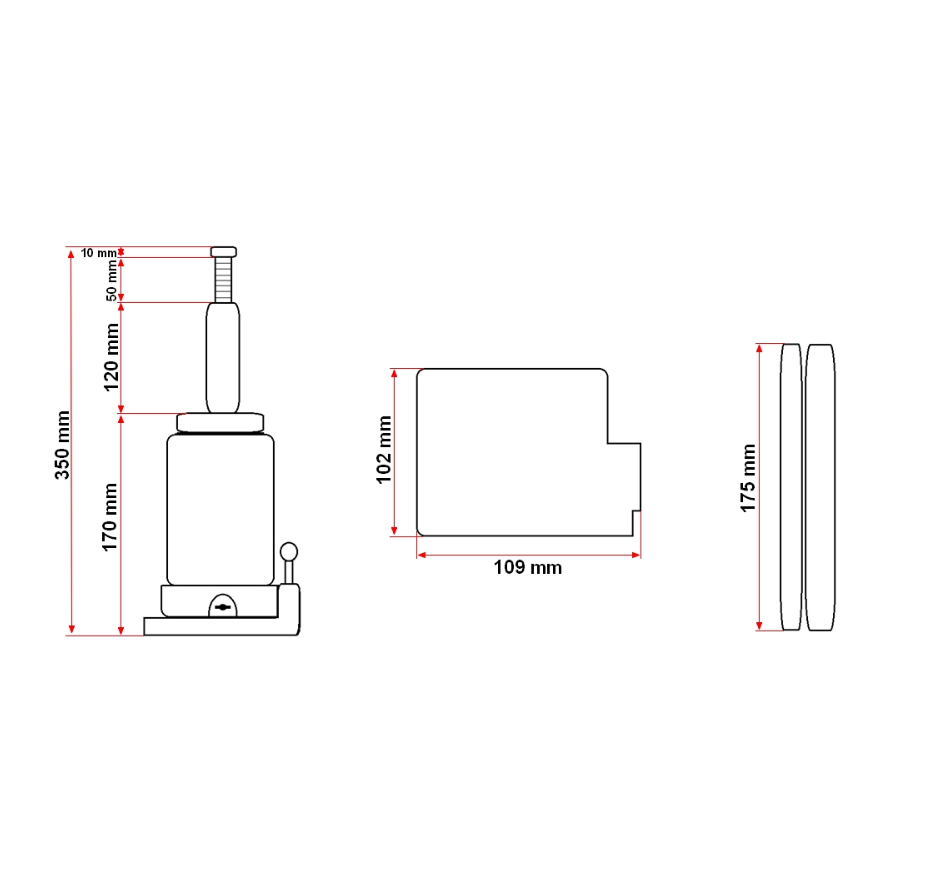 Cric hidraulic tip piston 4 tone cu supapa 180mm