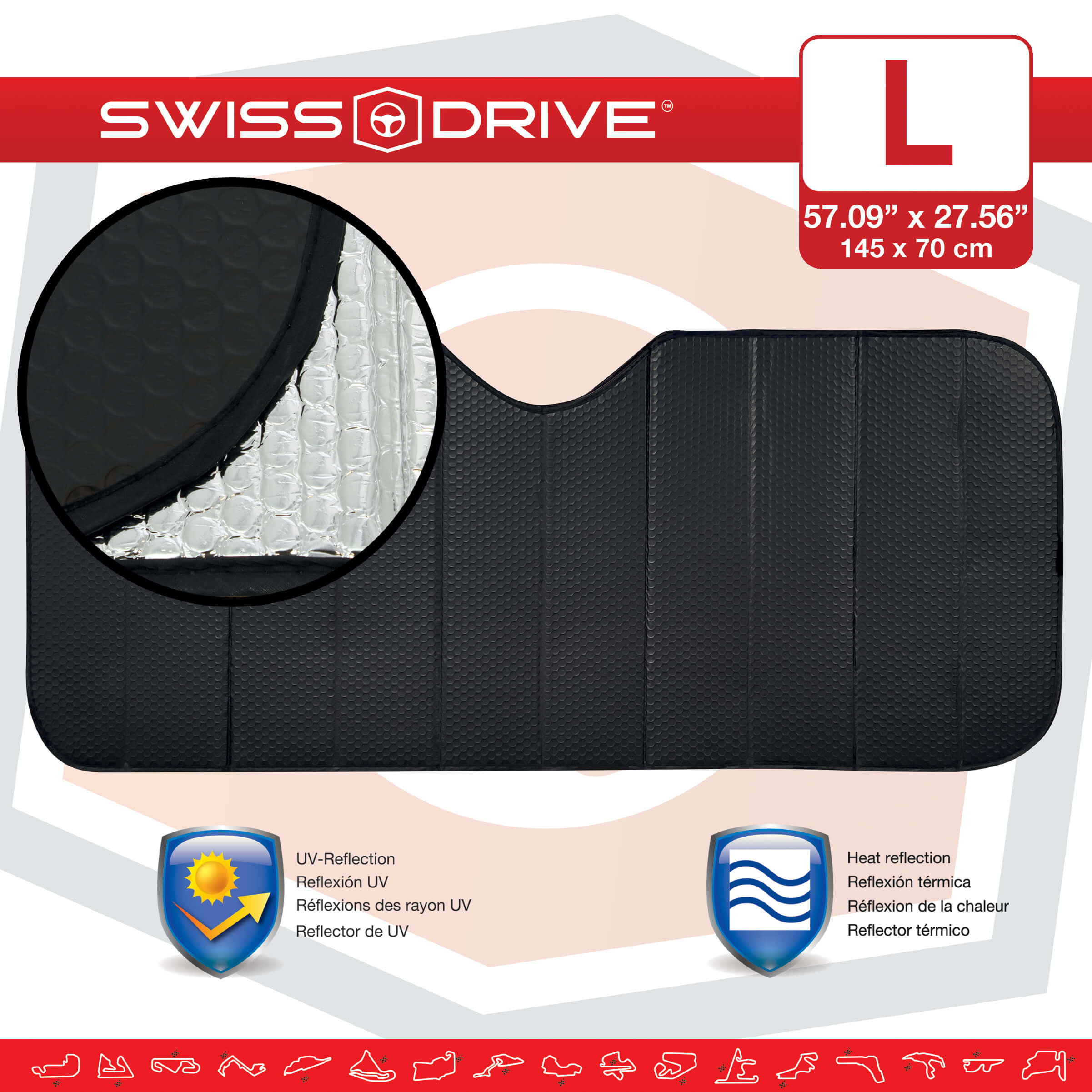Parasolar parbriz fata pentru vara MATT L 145x70 cm Negru