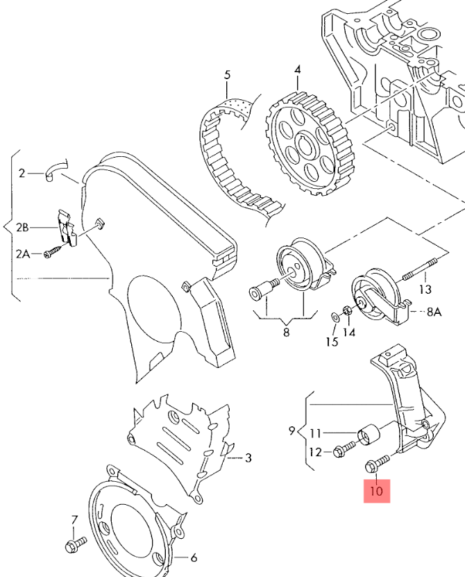 SURUB OE M7X21.5 pompa apa - distributie VW Audi SEAT Skoda