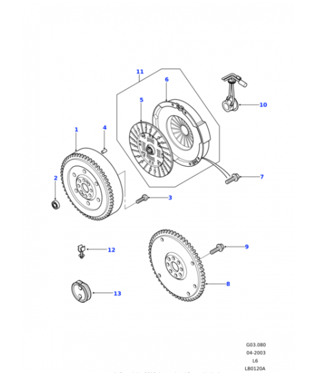 SURUB O.E. ambreiaj placa presiune volanta Land Rover FREELANDER 1996 - 2006, LR067232, 1 buc.