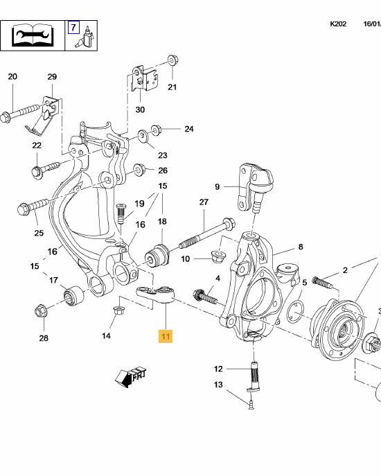 Bucsa brat inferior punte spate OPEL ASTRA J 2010-2015, INSIGNIA 2009-, CHEVROLET CRUZE 2009-