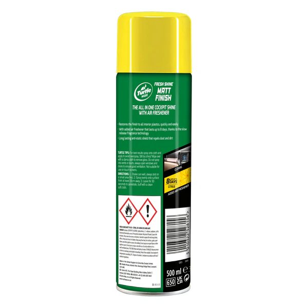 Spray curatat bord Turtle Wax Fresh Shine Matt 500ml pt. elemente plastic , cu parfum de lunga durata