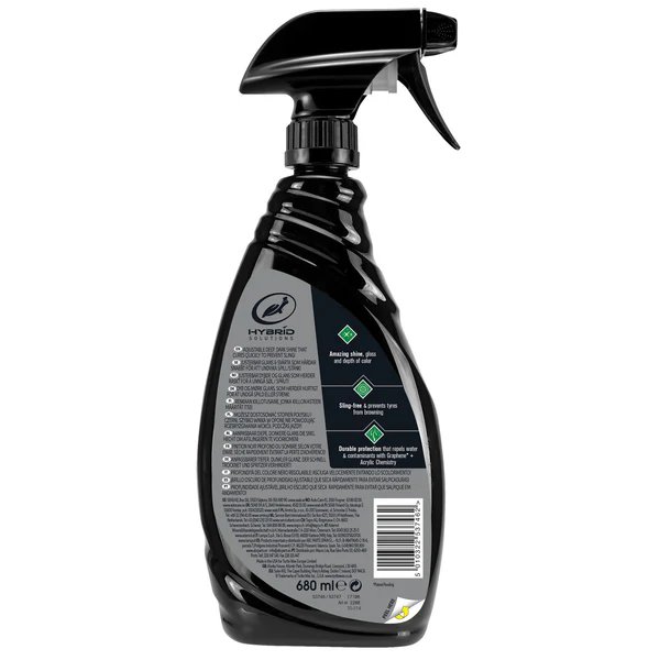 Solutie intretinere si luciu anvelope Turtle Wax HS Tyre Shine 680ml, aspect negru intens, protectie UV