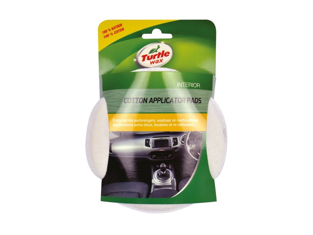 Pad aplicator Turtle Wax X711TD , din bumbac moale pentru curatarea si repararea elementelor din plastic si piel, set 2 bucati pt polisare si ceruire