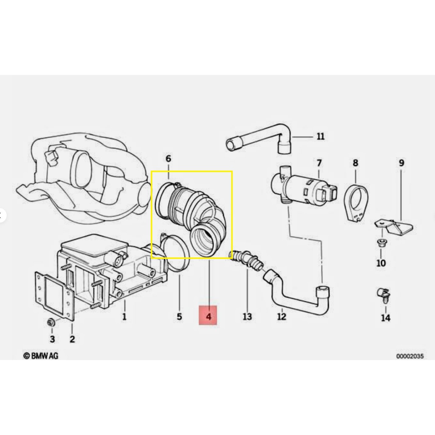 Furtun filtru aer, tubulatura filtru BMW Seria 3 E36, 1991-1998, motor 1.8, Material : Cauciuc, 1247829; 13711247829