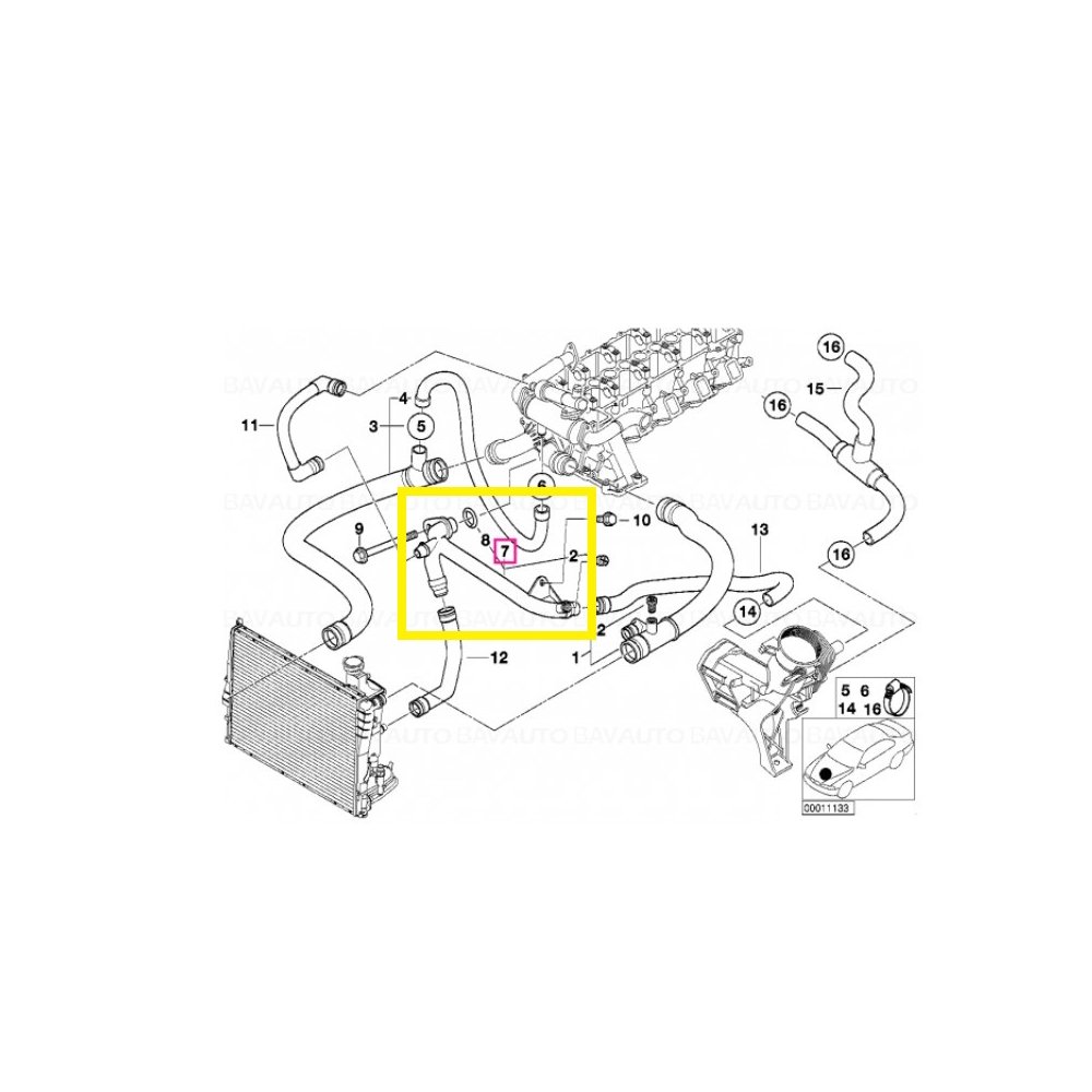 Furtun radiator racire BMW Seria 3 E46, 1998-2006, X5 E53 2000-2007, motor 2.0 d, 3.0 d, Material : Plastic, 11532247154; 11537787379; 11537802630