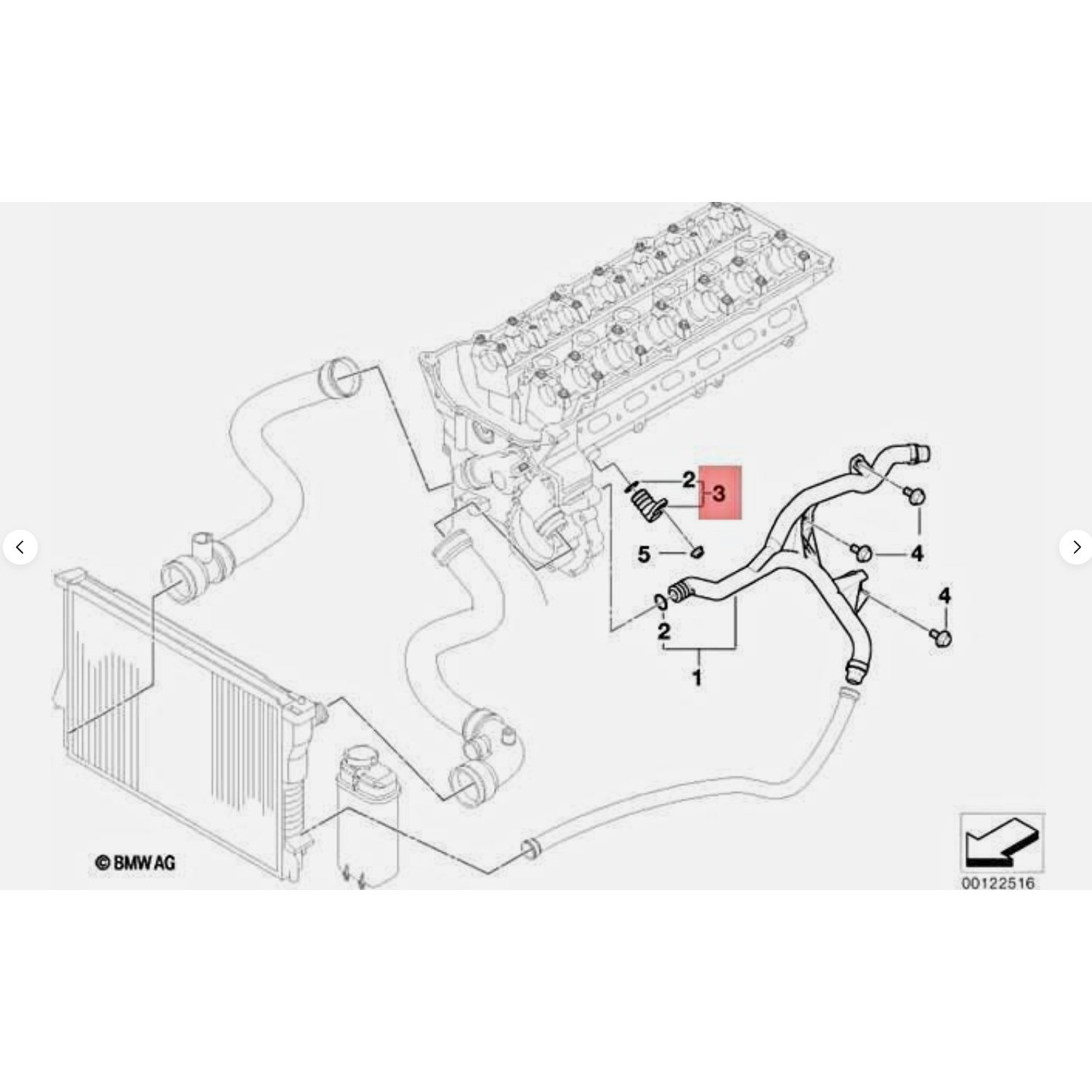 Furtun radiator racire BMW Seria 5 E60/E61 2003-2010, Seria 7 E65/E66 2002-2008, motor 2.2 R6, 2.5 R6, 3.0 R6, 3.0, Material : Plastic, Diametru interior [mm] : 25