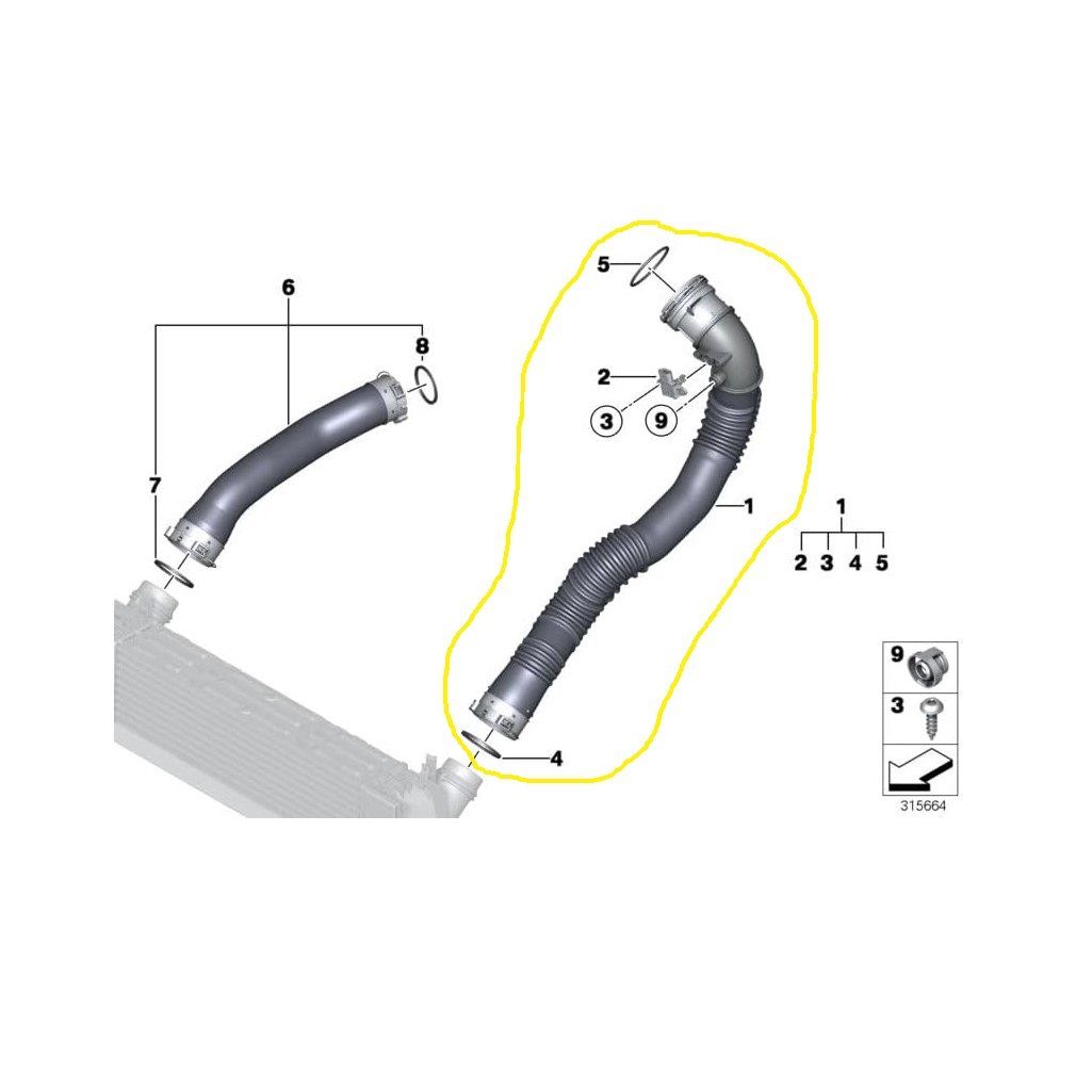 Furtun filtru aer, tubulatura filtru BMW Seria 5 F10/F11, 2010-, motor 2.0 T, Material : Plastic, Cu senzor| 13717612091; 7612091