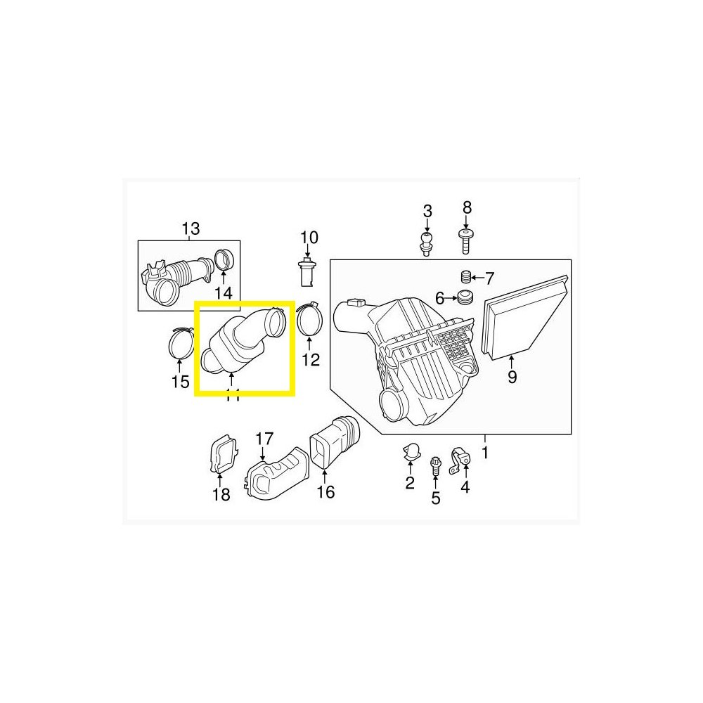 Furtun filtru aer, tubulatura filtru BMW Seria 5 F10/F11, 2010-, motor 2.0 T, Material : Plastic, 13717612094; 7612094