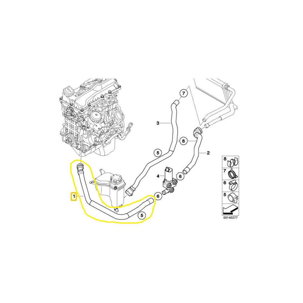 Furtun radiator racire BMW Seria 1 E87/E88/E81/E82 2004-2011, Seria 3 E90/E91/92/93 2005-2013, X1 E84 2009-2015, motor 1.6, 2.0, Material : Cauciuc, Diametru interior [mm] : 20, 64216928590; 6928590