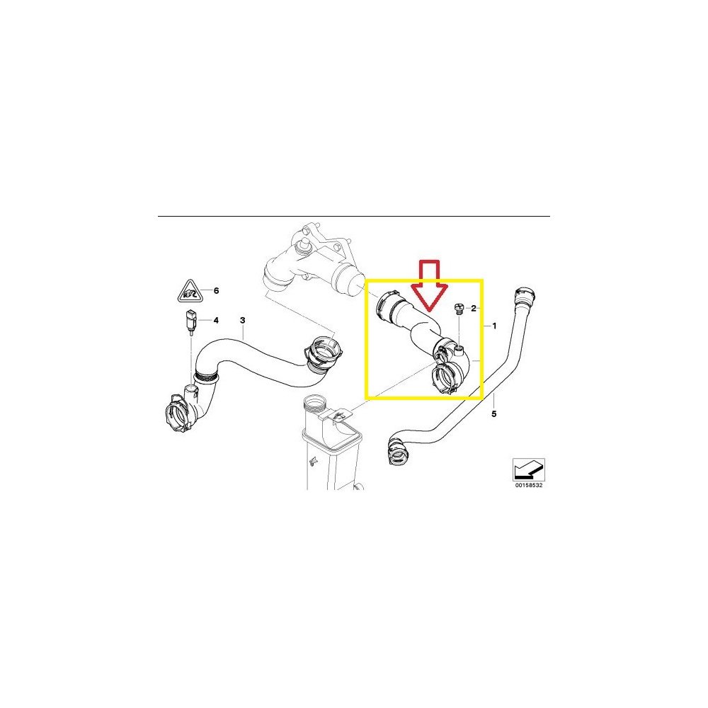 Furtun radiator racire BMW X3 E83 2004-2011, motor 2.5 R6, 3.0 R6, Material : Cauciuc, 11533400207; 3400207