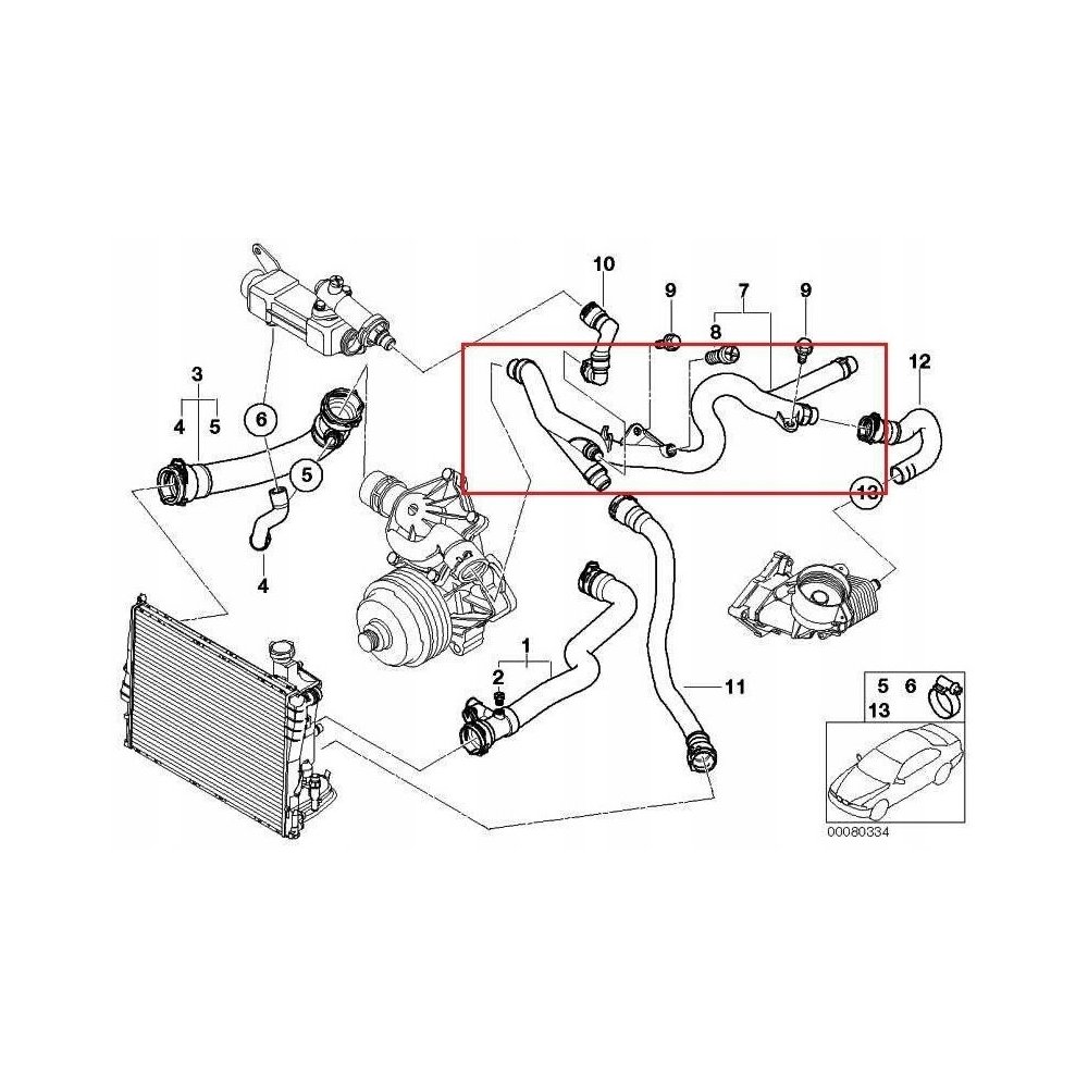 Furtun radiator racire BMW Seria 1 E87/E88/E81/E82 2004-2011, Seria 3 E46, 1998-2006, Seria 3 E90/E91/92/93 2005-2013, Seria 5 E60/E61 2003-2010, Seria 6 E63/E64 2004-2011, X3 E83 2004-2011, X5 E53 2000-2007, motor 2.0 d, 3.0 d, Plastic, 11537787380