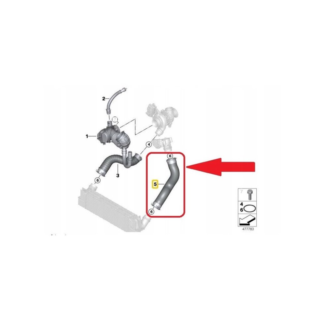 Furtun intercooler, supraalimentare BMW X5 F15 2013-, motor 2.0 d, Material : Cauciuc, 11618513853; 1161851385302; 116185138532