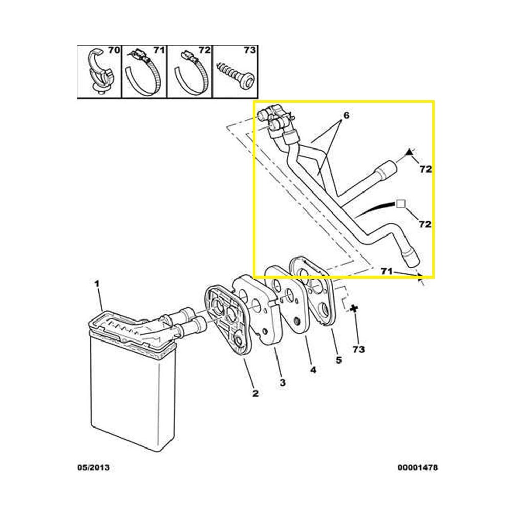 Furtun radiator incalzire habitaclu Citroen Berlingo, 1996- 2002, Xsara, 1997- 2000, Xsara 2000- 2004, motor 1.9 D, Material : Cauciuc, Diametru interior [mm] : 16/16, 646663