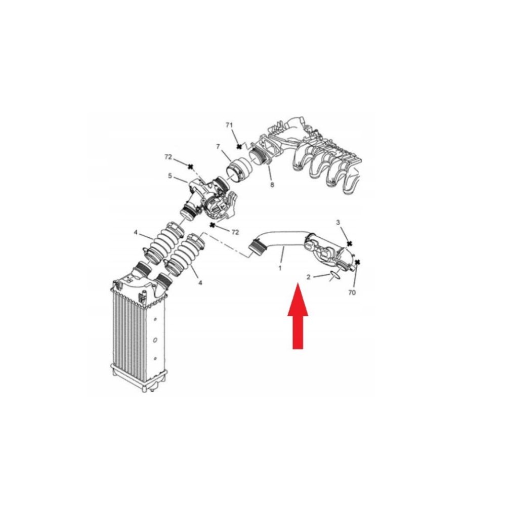 Furtun intercooler, supraalimentare Citroen Berlingo, 2002-2008, Jumpy 2006-2016, Xsara Picasso 1999-2010, Fiat Scudo 2006-2021, Peugeot Expert 2006-2016, Partner, 2002-2008, motor 1.6 HDI, 1.6 MultiJet, Material : Plastic, 144053; 144068