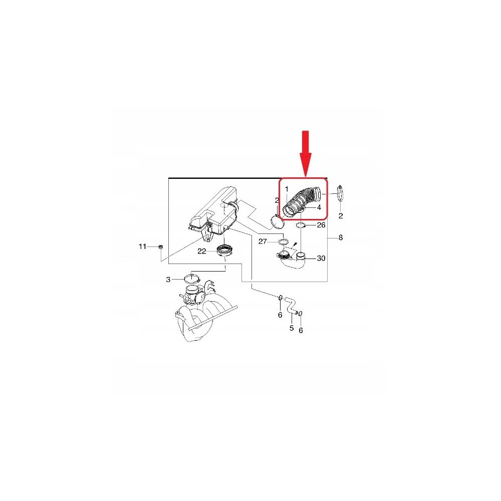 Furtun filtru aer, tubulatura filtru Chevrolet Epica 2006-2010, motor 2.0 d, 2.0 R6, 2.5 R6, Material : Plastic, Diam. Int. [mm] : 75/75