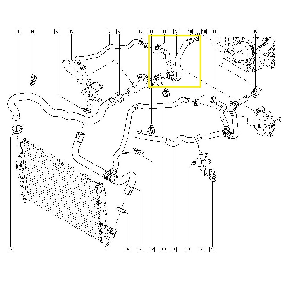 Furtun radiator incalzire habitaclu Dacia Duster2010-, motor 1.5 dci, Material : Cauciuc, 8 200913752; 924003836R