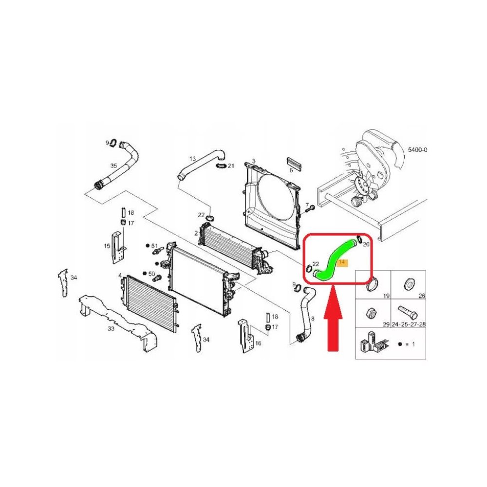 Furtun intercooler, supraalimentare Iveco Daily 2006-2014, Daily 2014-, motor 2.3 TD, Material : Cauciuc, 5801303588,