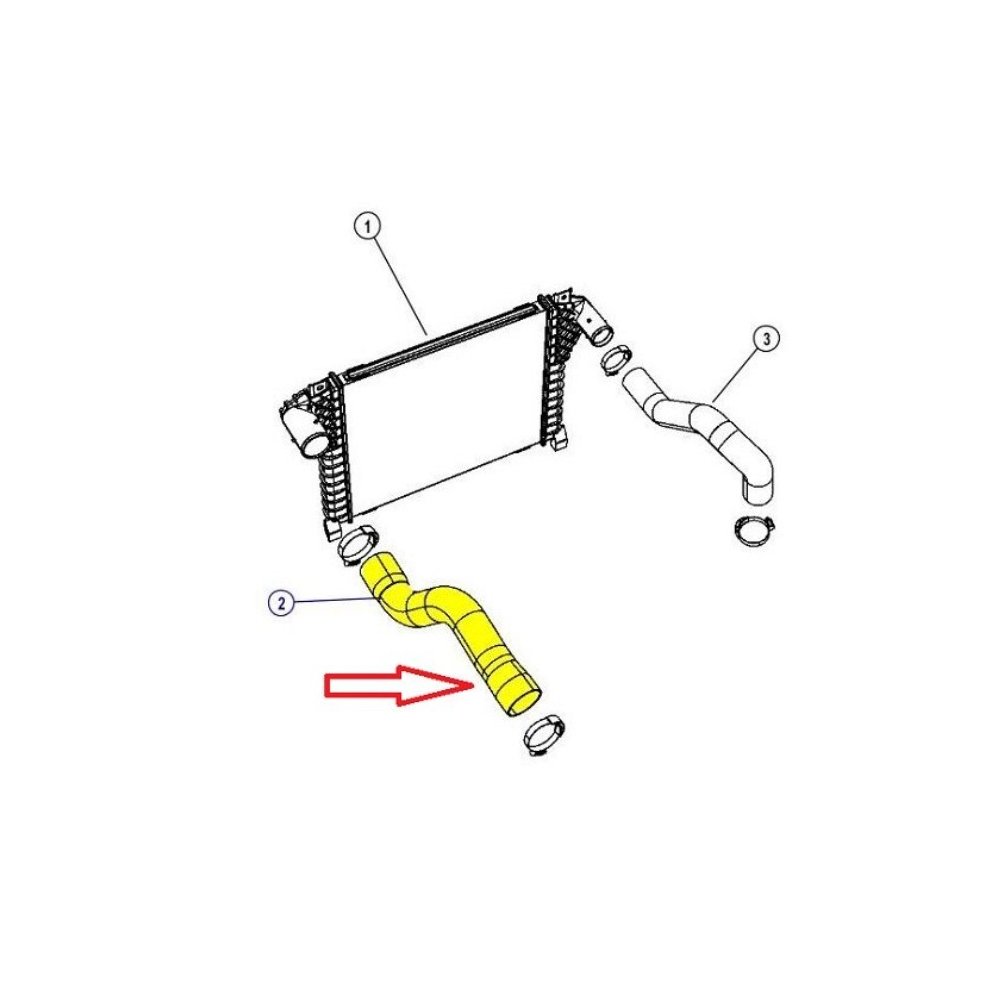 Furtun intercooler, supraalimentare Jeep Cherokee/Liberty 2008-2013, motor 2.8 CRD, Material : Cauciuc, Cu cleme, 038919E; 55037958AA; 55037958AB; 55038199AA
