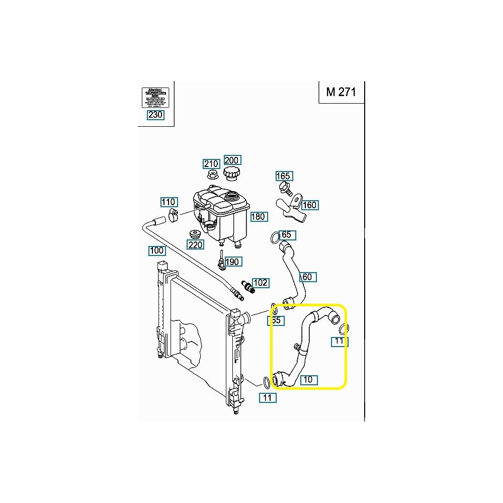 Furtun radiator racire Mercedes Clasa C (W203) 2000-2007, C-Sportcoupe (Cl203) 2000-2008, motor 1.8 compressor, 2.5 V6, 3.5 V6, 1.8, Material : Cauciuc, 2035015582; A2035015582